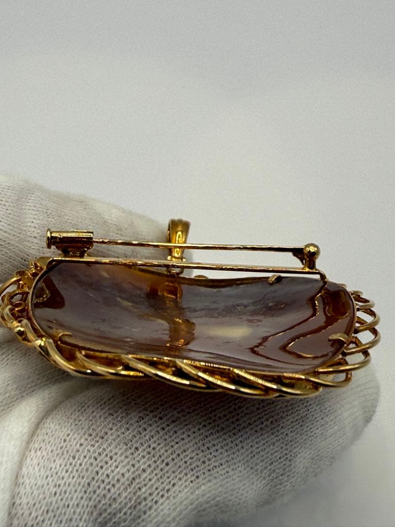 一点物 作家もの ペルニーチェ兄弟 K18 カメオ ブローチ兼ペンダント