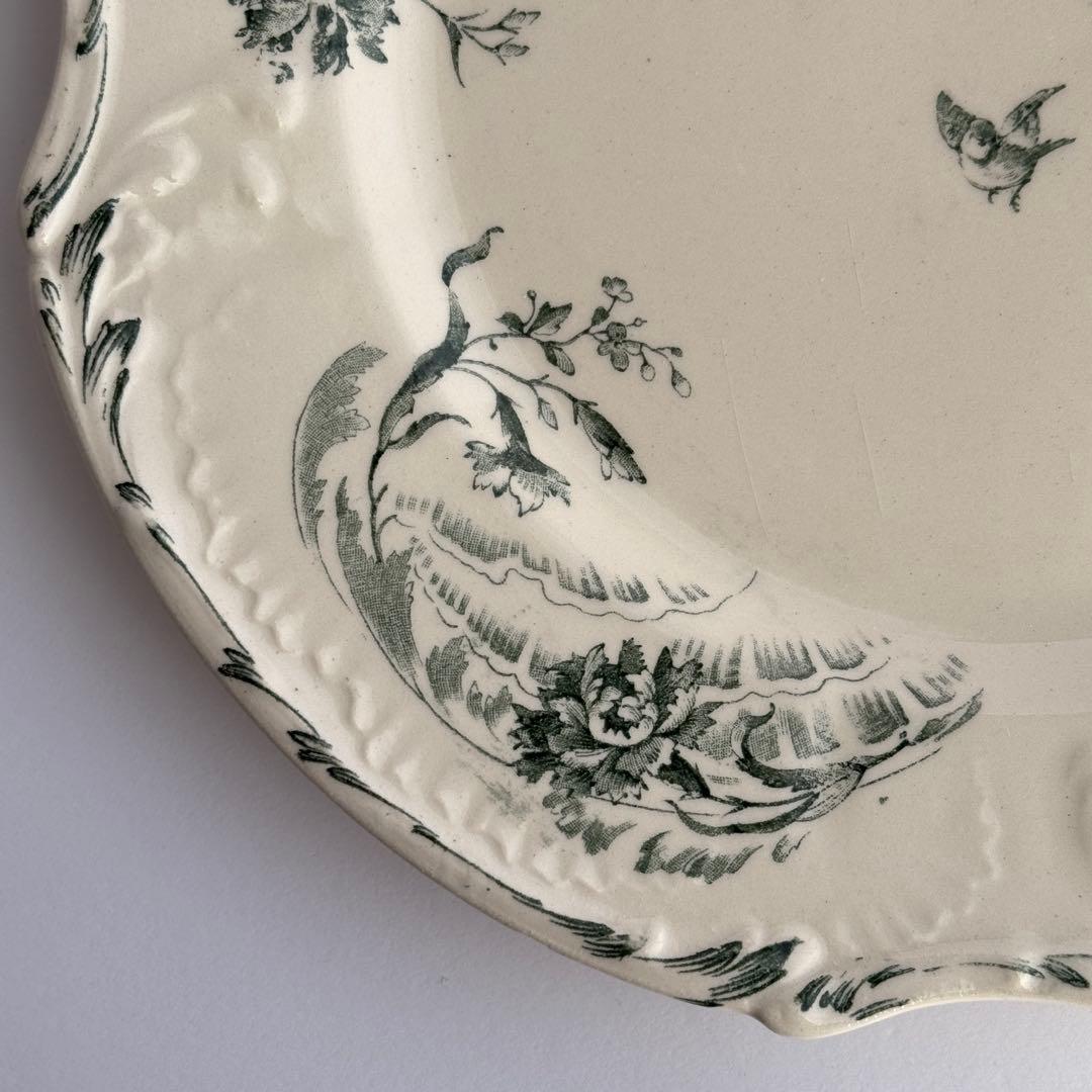 希少 フランスアンティーク Gien ジアン レリーフ デザートプレート