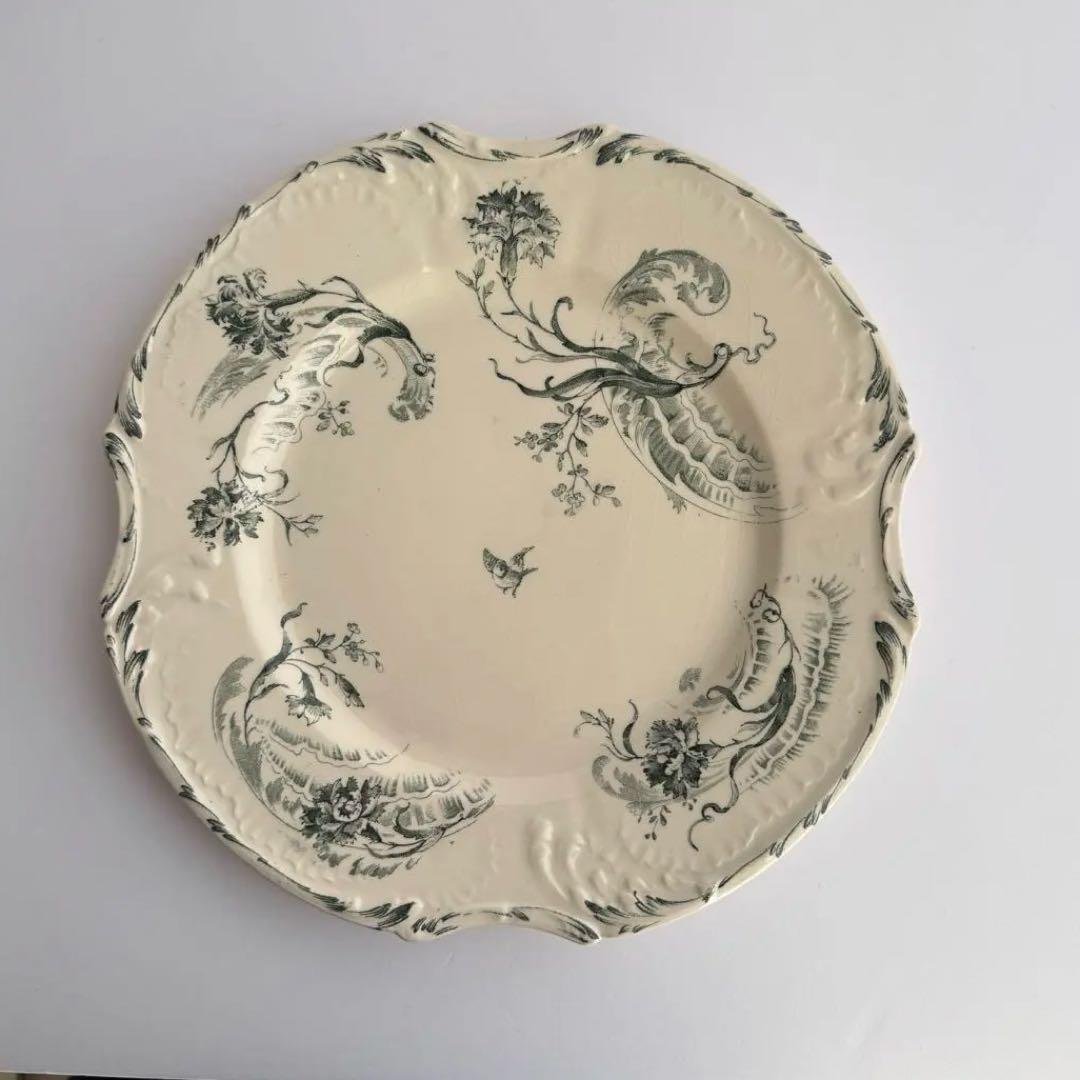 希少 フランスアンティーク Gien ジアン レリーフ デザートプレート