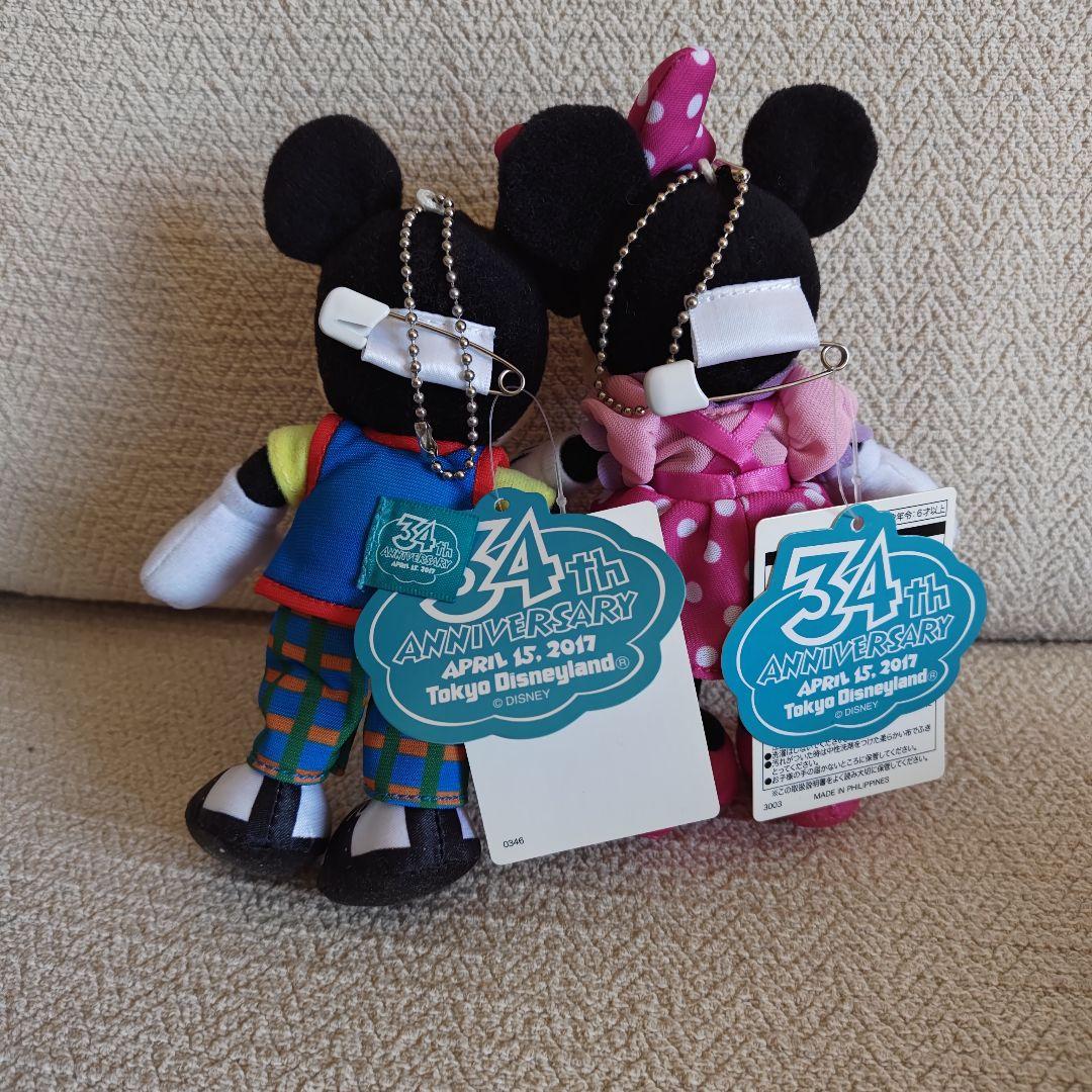 東京ディズニーランド 34周年 ミッキー ミニー ぬいぐるみバッジ