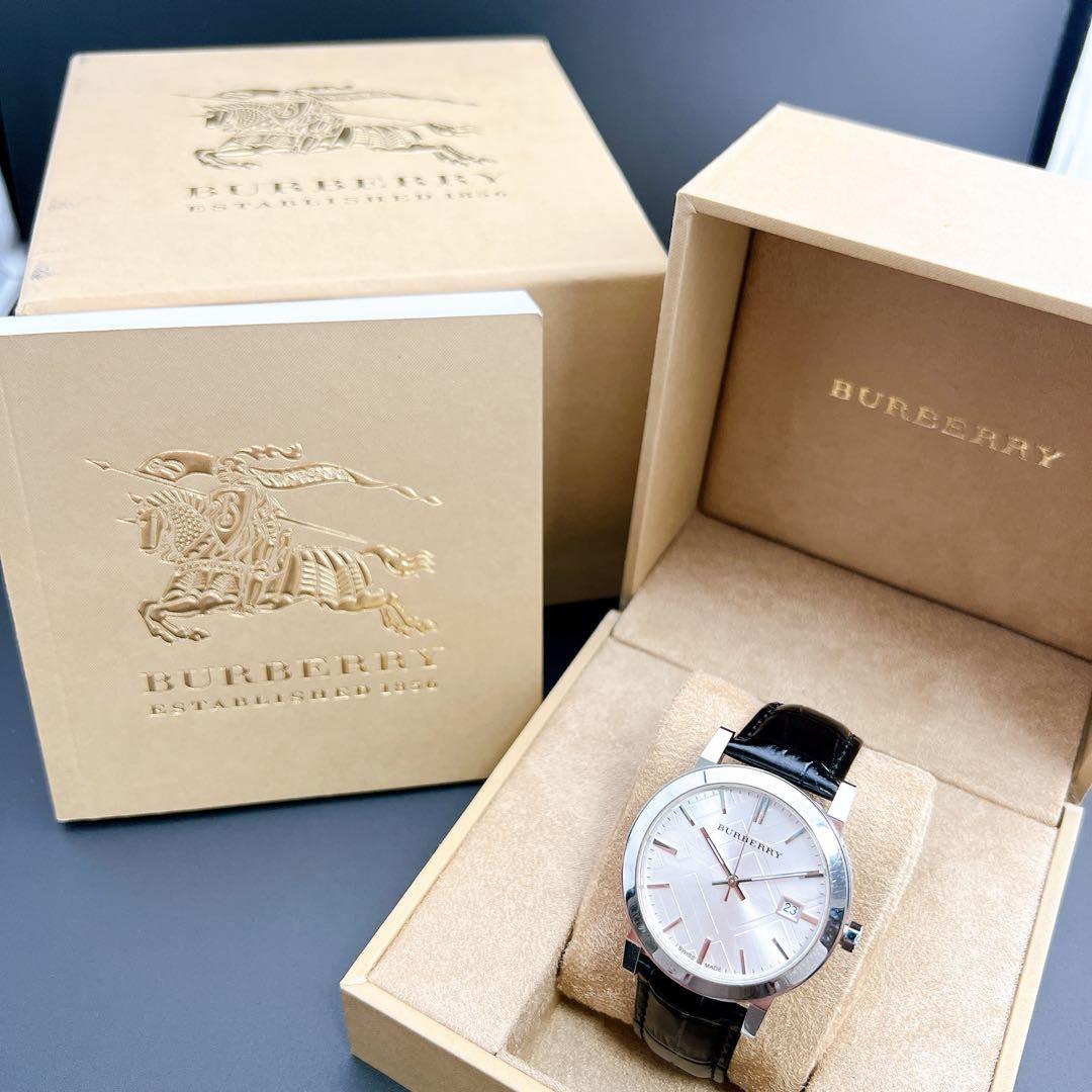 保証書付】バーバリー クォーツ メンズ腕時計 ノバチェック ドレス
