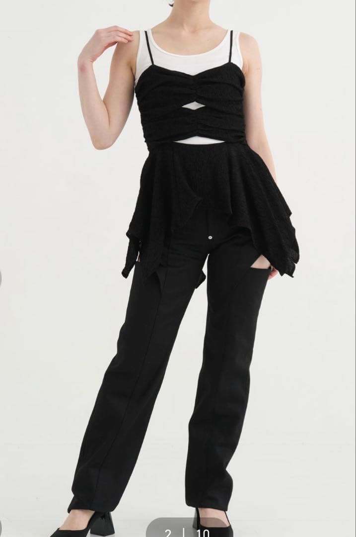 さくらんぼ様専用FETICO ボタニカルジャガードキャミソール ブラック