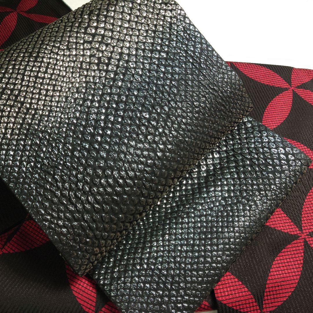 正絹 袋帯 六通柄 岡文織物謹製 鹿子柄 ギラギラ モード 洒落 逸品 未