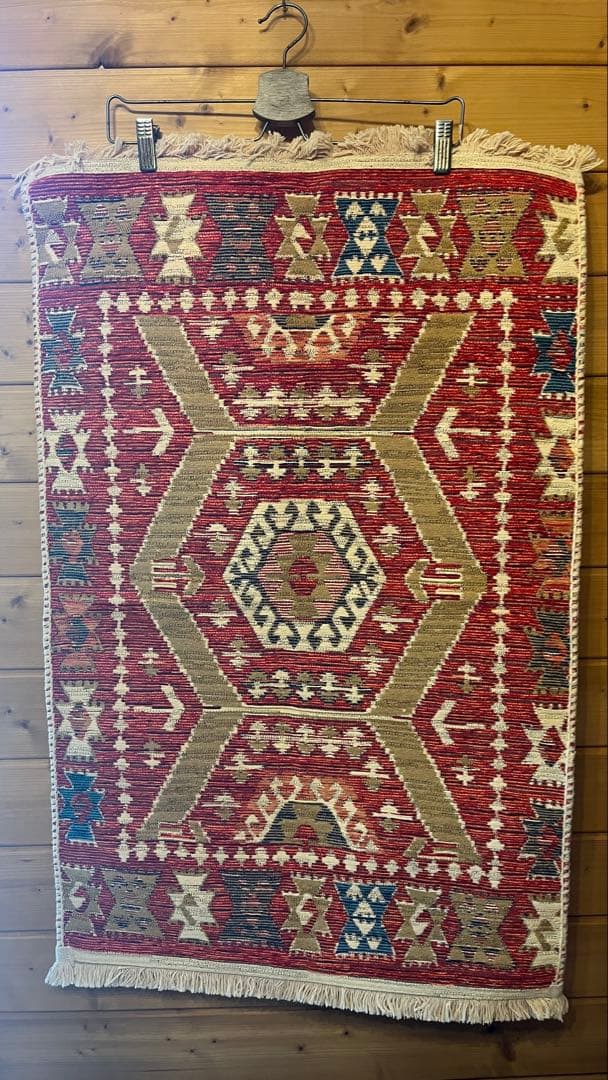 アルバニア産　90×57.5cm トライバルラグ　キリム　新品