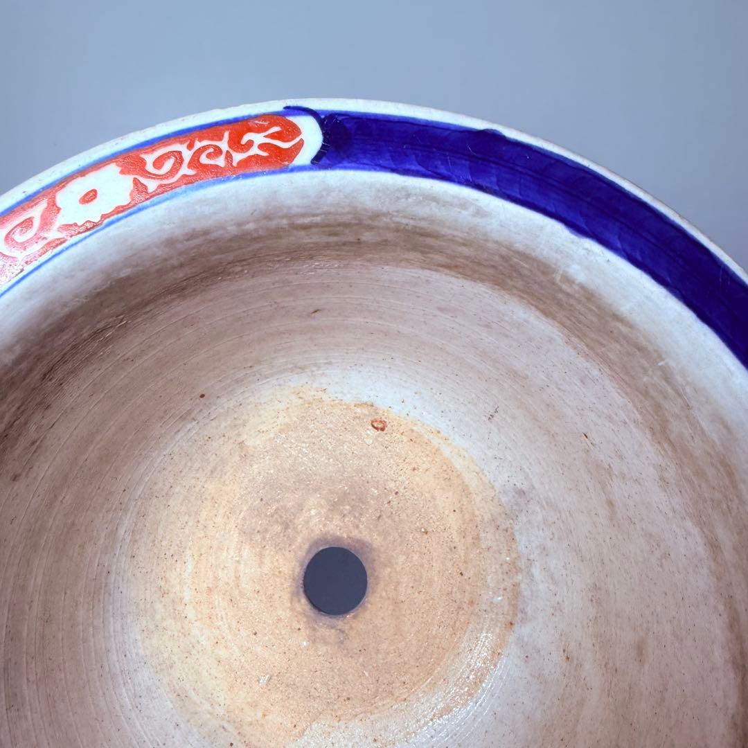 明治～大正期 輸出向 有田焼 色絵人物図 窓絵 アンティーク 植木鉢