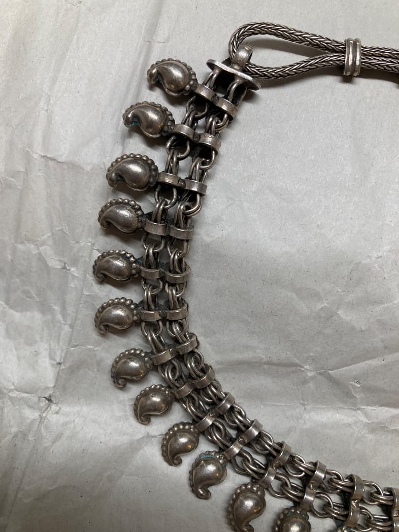 ヴィンテージ 伝統 インド ラジャスタン シルバー ネックレス 79.55g