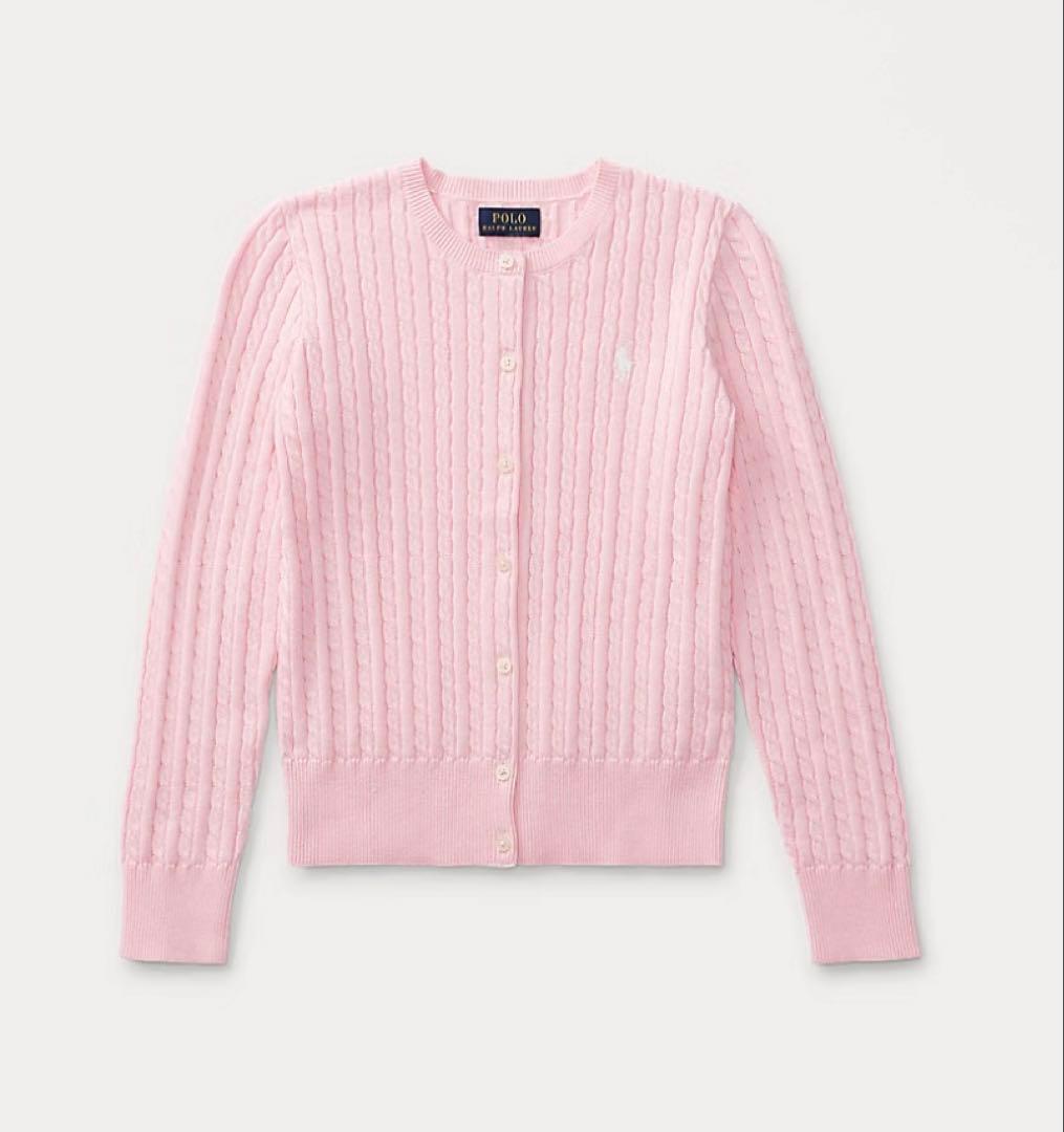 ポロ ラルフローレン ケーブルニットカーディガン ピンク 160 XL