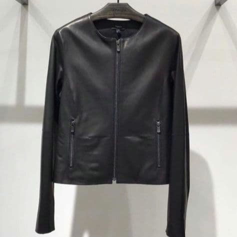 美品 セオリー ラムレザー ライダースジャケット FLAT CREW JKT 黒