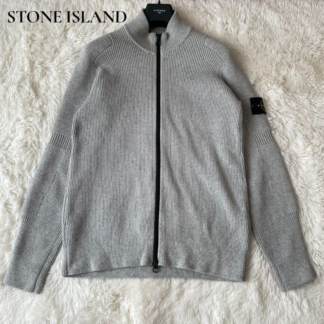 Stone  ドライバーズニット M グレー フルジップ リブ編み Lui's（ルイス）の「リブ編みドライバーズニット（ニット/セーター