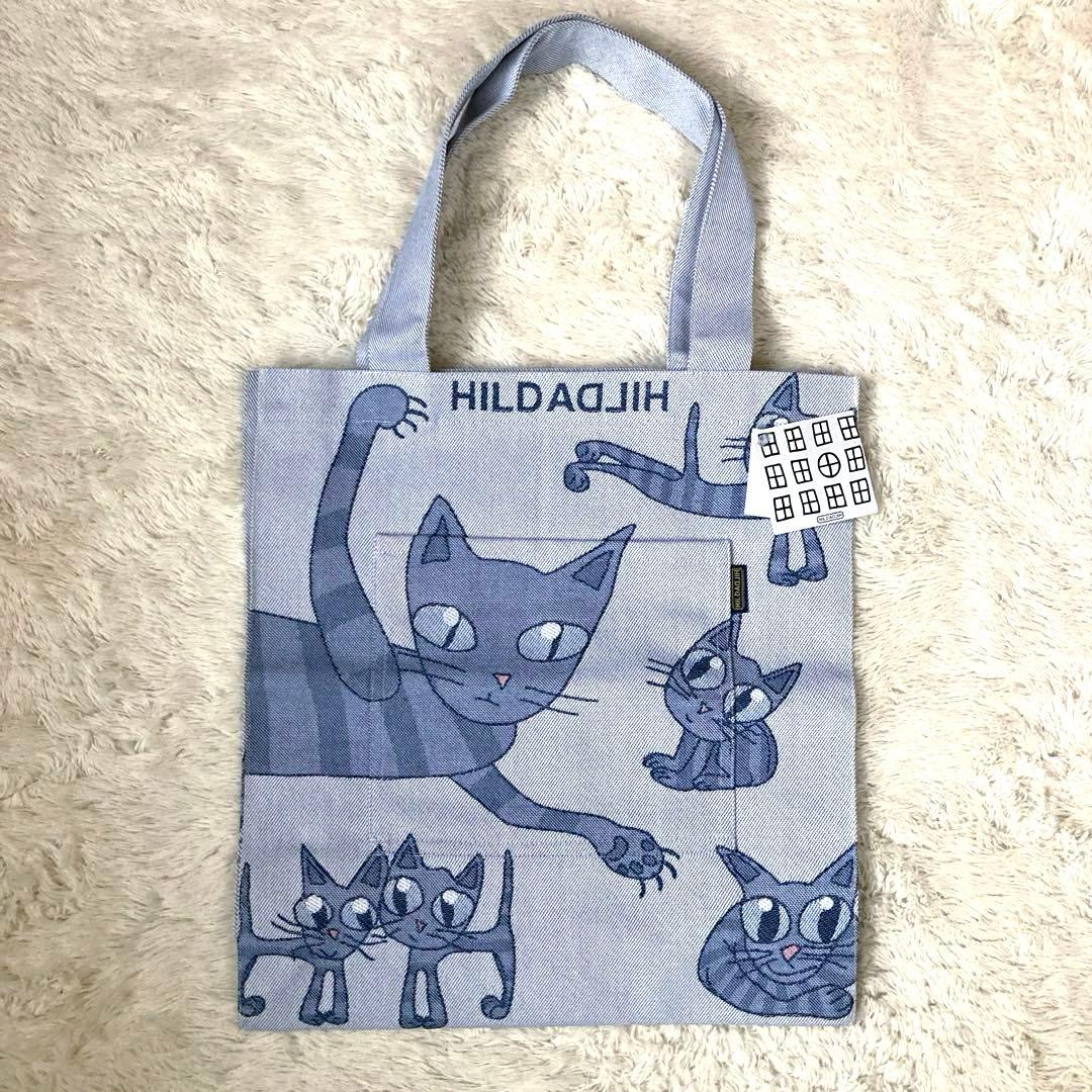 ヒルダヒルダ】タグ付き未使用品 ジャガード織りトートバッグ 猫