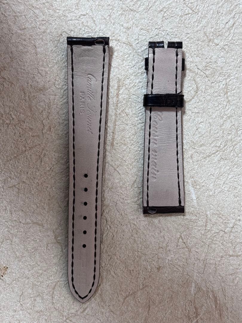 試着のみ カミーユフォルネ 18mmダークブラウン竹符 クロコダイル 時計