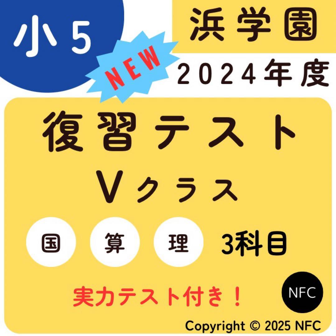 浜学園　小5 2024年度　3科目　Vクラス　復習テスト 国語、算数、理科 2024年 浜学園小5 Vクラス 3科目1年分 復習テスト 算国理 - メルカリ