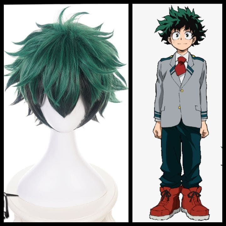 ヒロアカ 緑谷出久 ウィッグ(ネット付き)コスプレ デク 雄英高校 文化