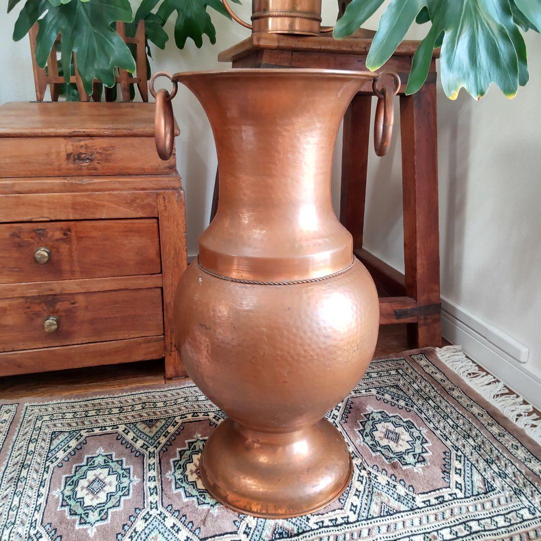 銅の大きな花瓶】イタリア製 傘立て ヴィンテージ 花びん コッパー