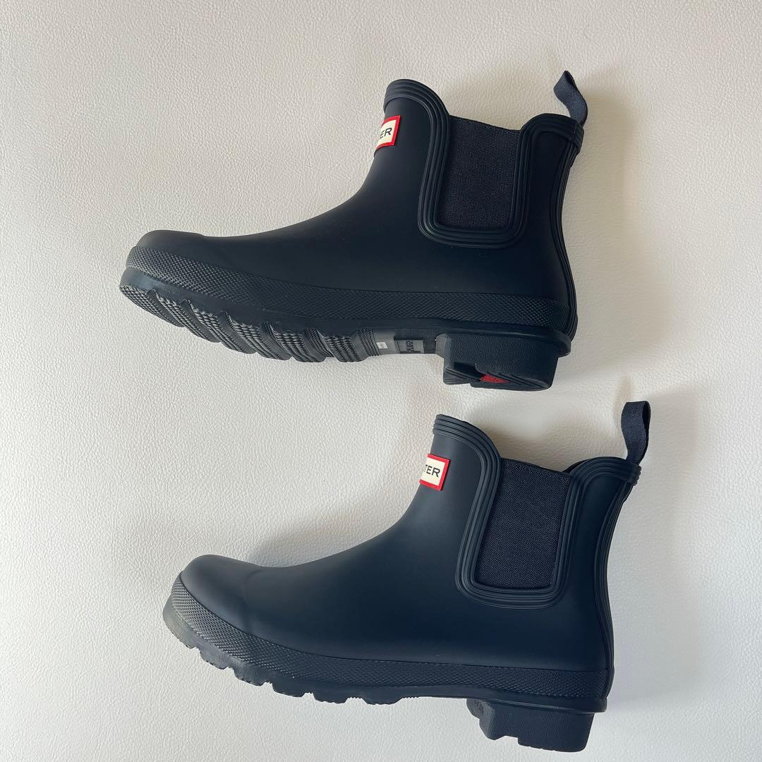 未使用級✨ハンター サイドゴア レインシューズ ネイビー UK5 24