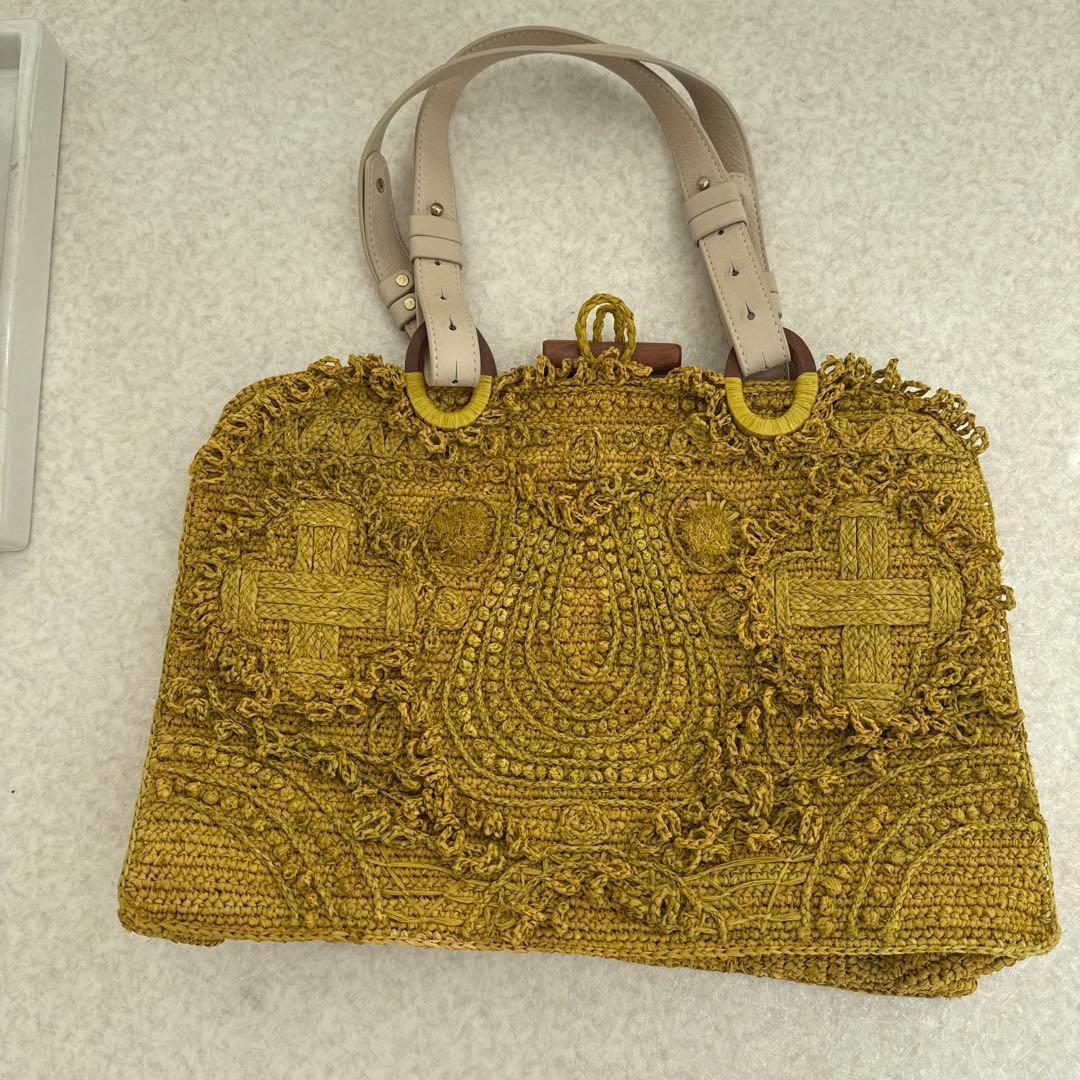 JAMIN PUECH イエロー かごバッグ Jamin Puech（ジャマン・ピュエッシュ） ハンドバッグ - イエロー