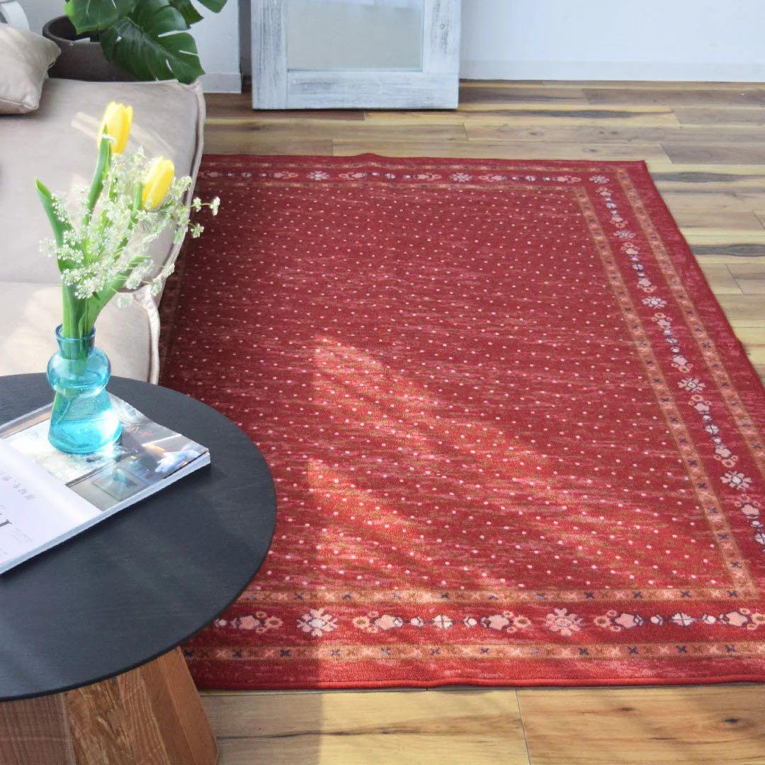 ヴィンテージ風ラグ TOCORU Series スクエア レッド 100×140 - メルカリ