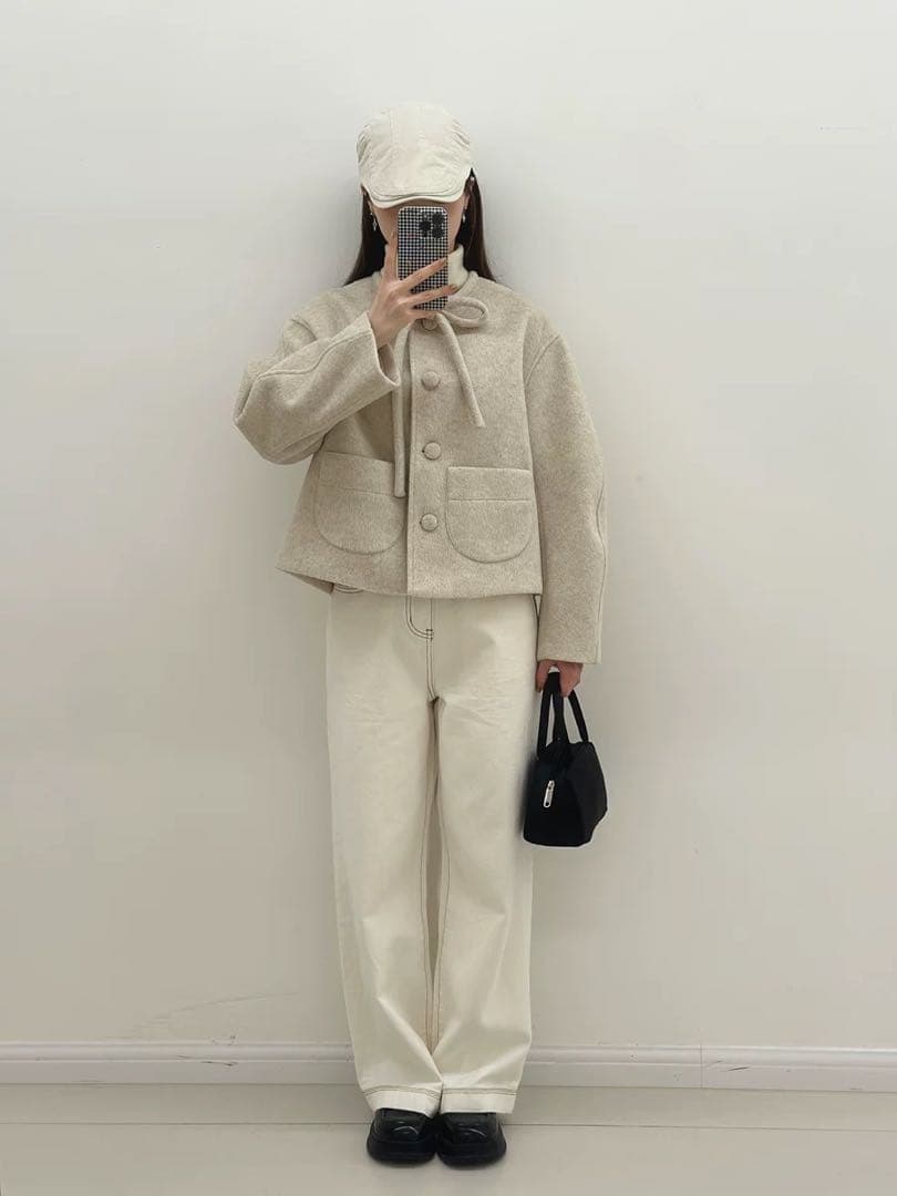 即購入❌Fano Studiosリボンタイ ショートウールコートFQ24W101 - メルカリ