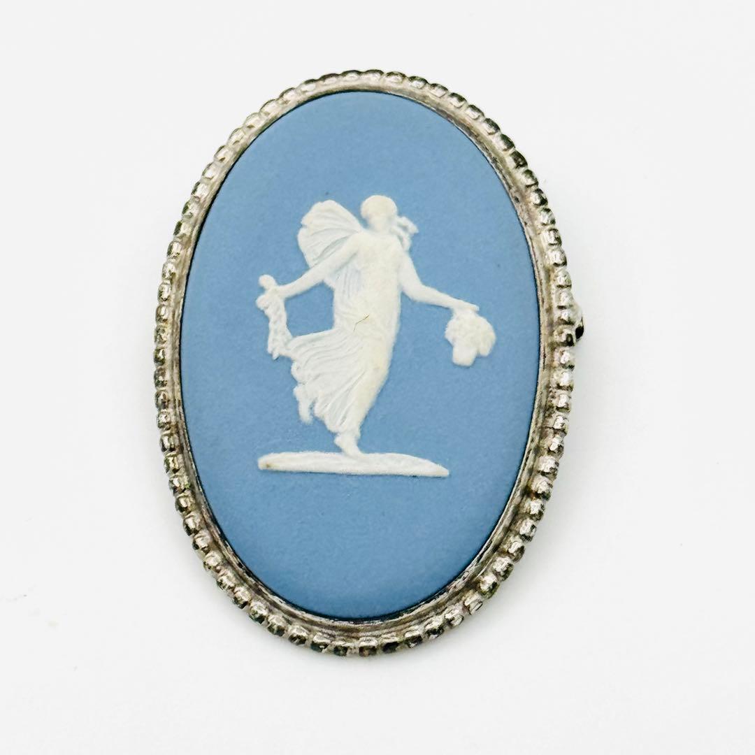 ウェッジウッド ジャスパー ブローチ シルバー WEDGWOOD 希少 刻印有