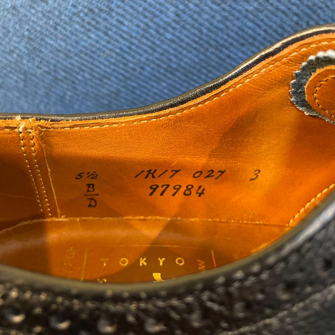 極美品 オールデン ロングウイングチップ 黒 クレープソール 5ハーフ