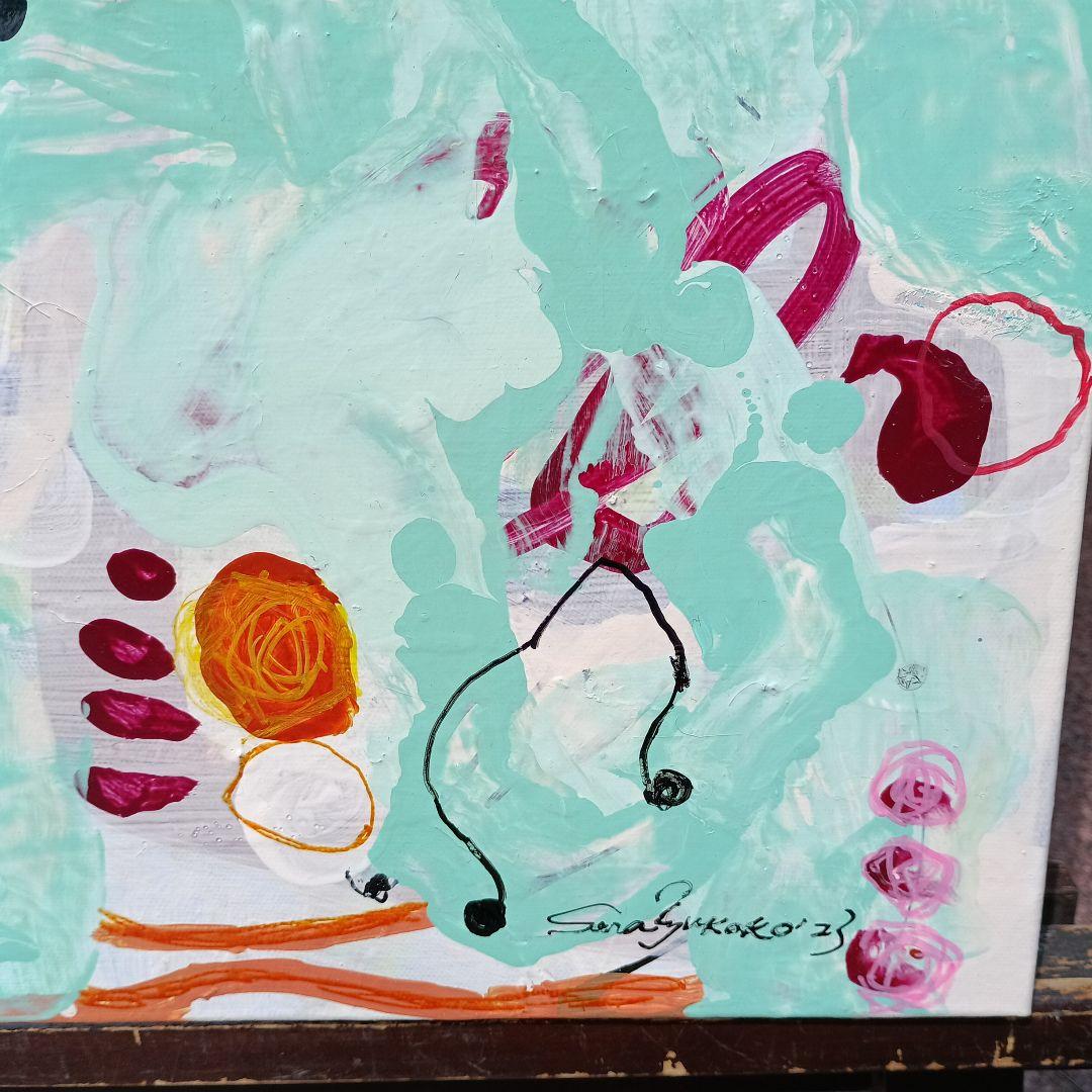 サラユカコ 榊原由香子 約20号アクリル ティファニーブルーの誘惑