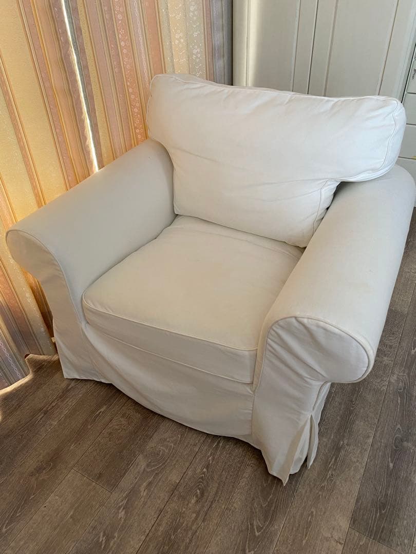 IKEAイケア EKTORPエークトルプ 1人掛けソファ ホワイト EKTORP エークトルプ パーソナルチェア, キランダ ライトベージュ - IKEA