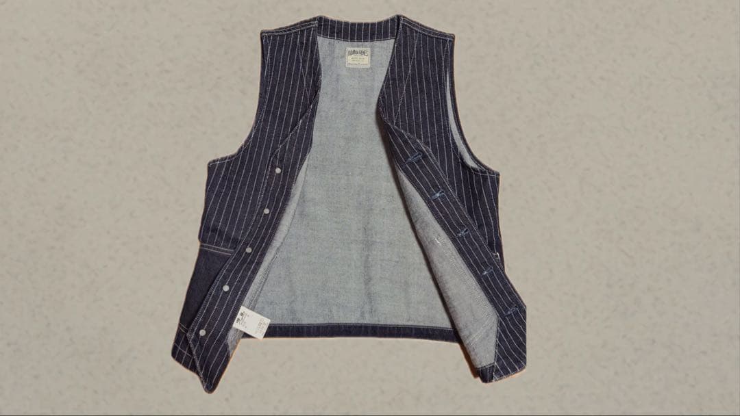児島ジーンズ KOJIMA GENES ストライプデニム ベスト Mサイズ - メルカリ