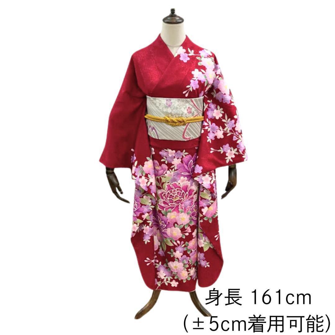 美品】 振袖セット 成人式 正絹 古典 桜柄 振袖 赤 219 ○ - メルカリ