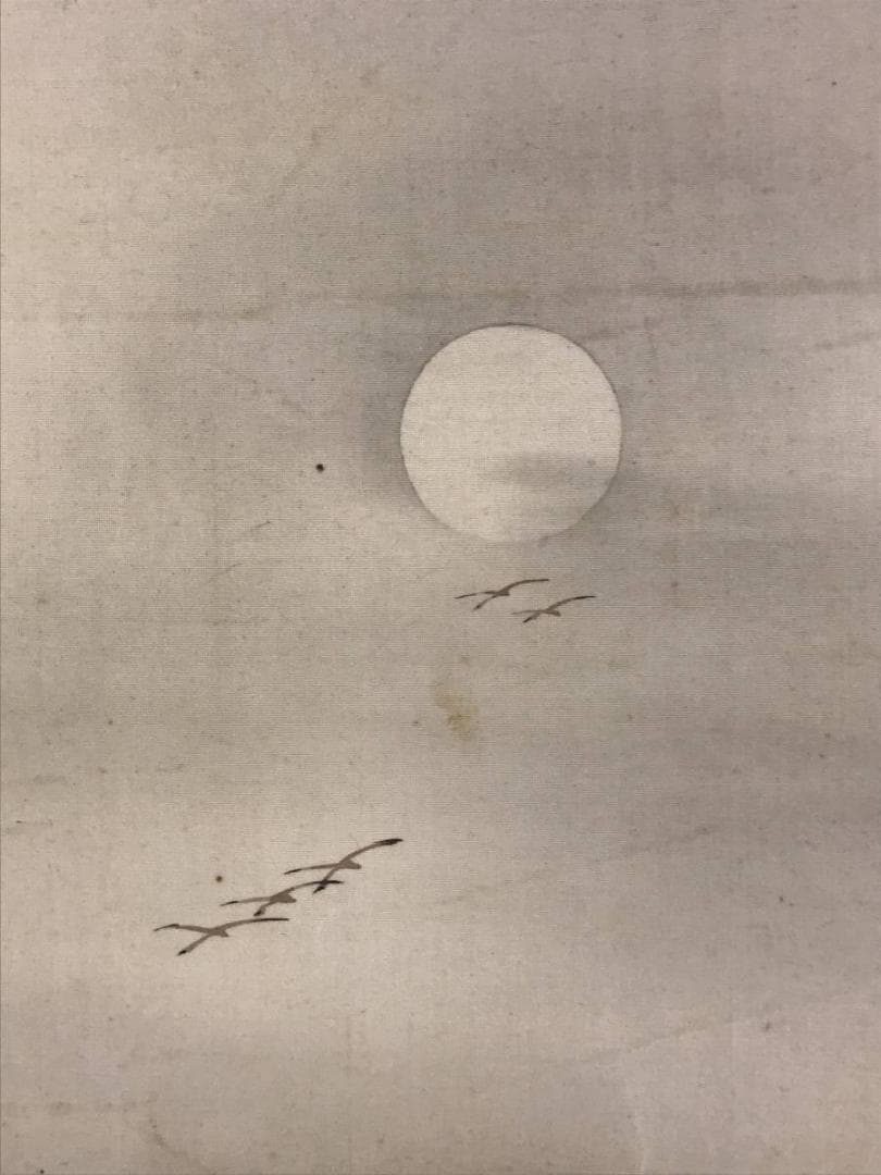 真作】川辺華堂/月明田家之図/山水図/砧図/掛軸/名家伝来/AD-764