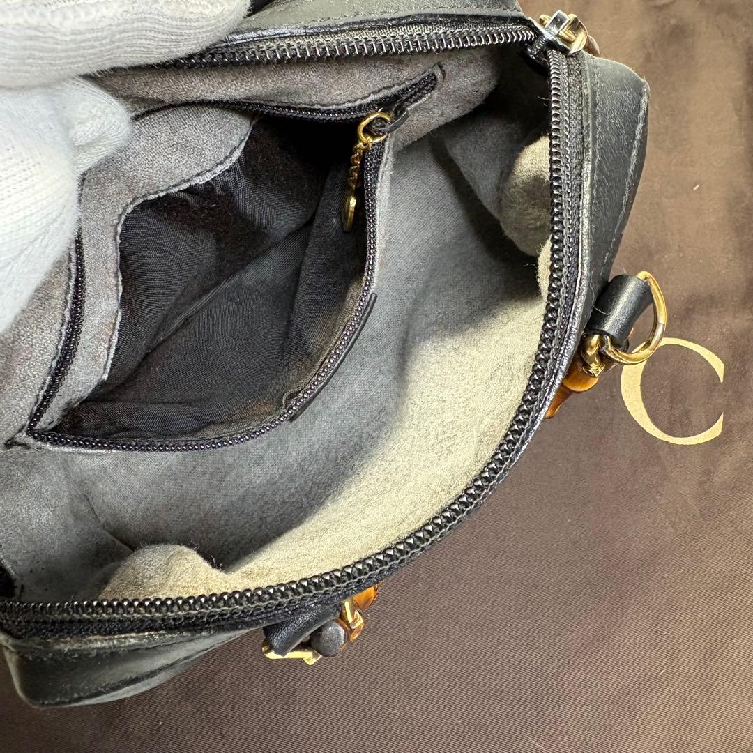 美品 グッチ バンブー 2WAY ミニ ボストンバッグ ヴィンテージ 黒 極小