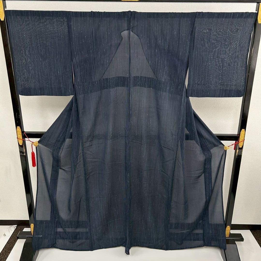 身幅大きめ 夏着物 裄69.5紗織 藍染め やまとお誂え 希少サイズT-7157