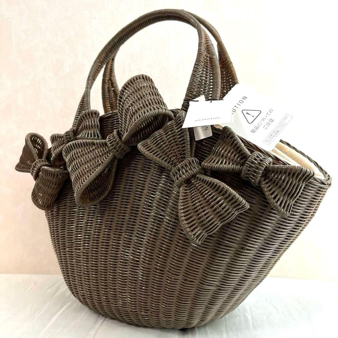 未使用保管品♡アナトリエ 籠バッグ ラタン かごバッグ リボンモチーフ