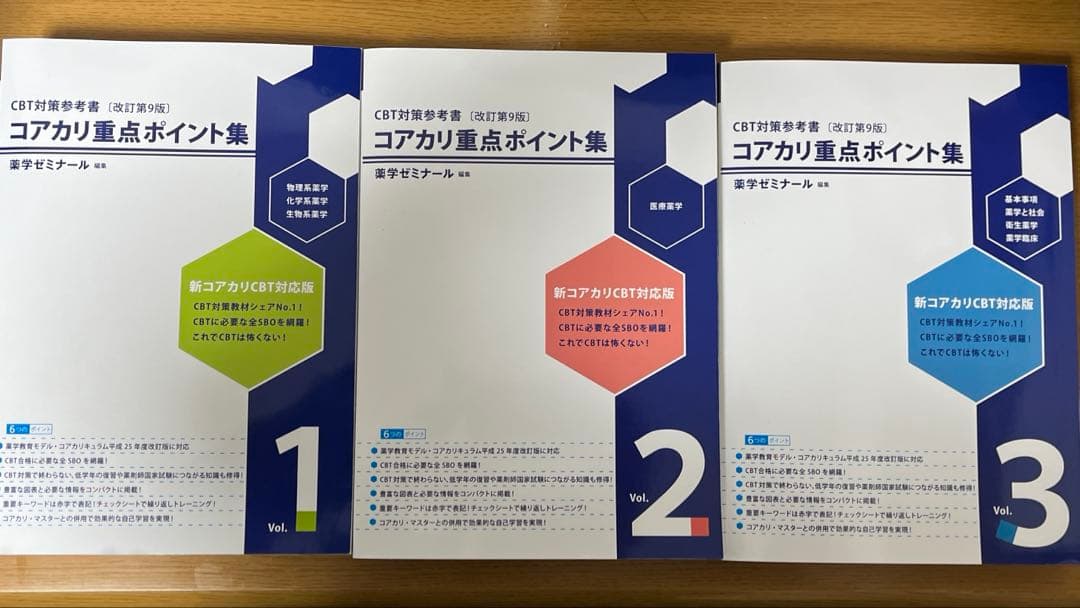 未使用　CBT対策参考書　 コアカリ重点ポイント集　改訂第9版　 全3冊セット コアカリ重点ポイント集［改訂第9版］Vol．3 / 薬学ゼミナール