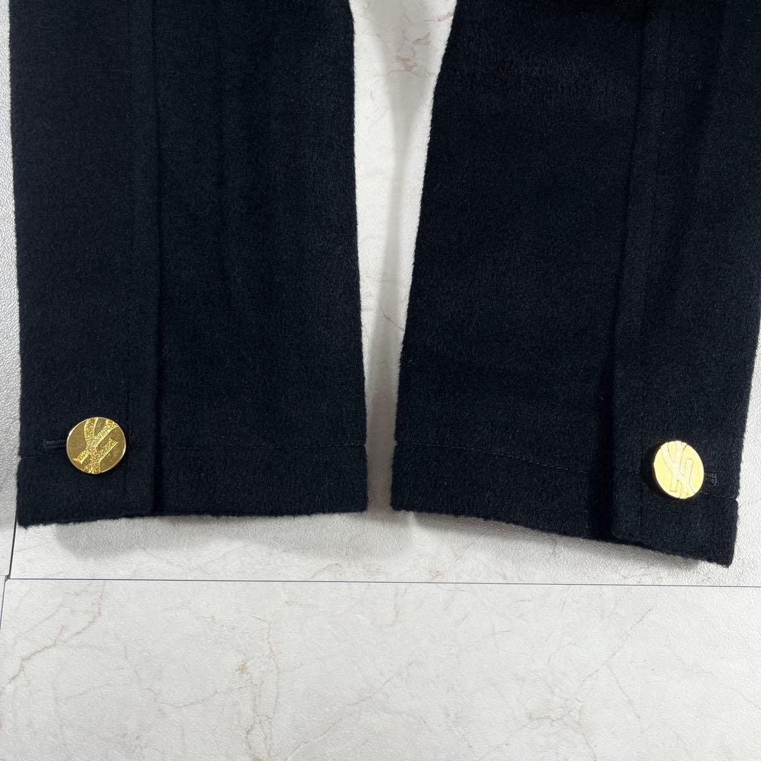 ✨極美品 イヴサンローラン ダブル コート モヘア混 金ボタン ブラック