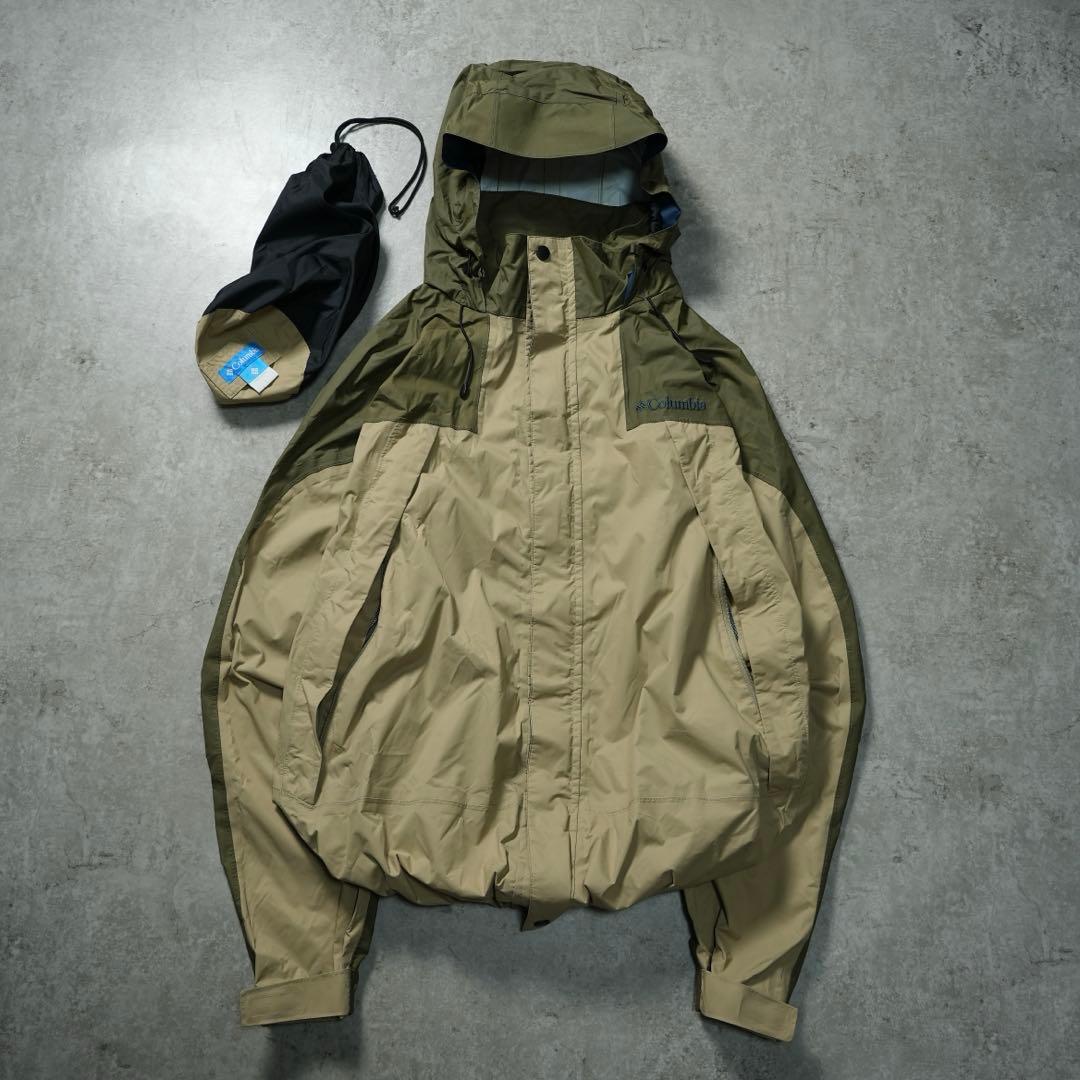 y2k Columbia ナイロンシェルジャケット ドローコード 短丈 茶色