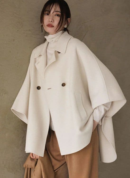 23区44ウールライトリバー ポンチョシルエット コート 見上愛さん着用/Oggi12月号掲載】ウールライトリバー ポンチョ