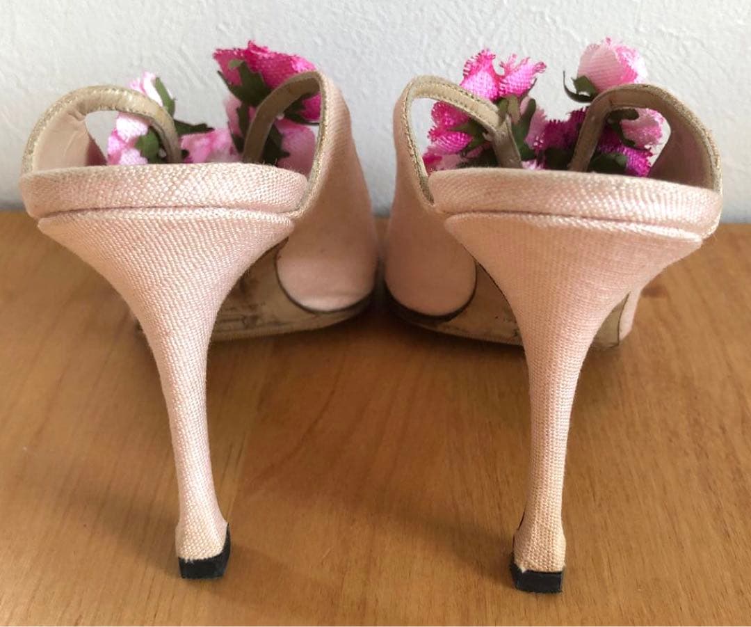MANOLO BLAHNIK マノロブラニク ピンク 薔薇 37 ヴィンテージ