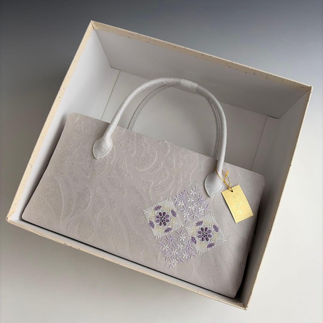 新品未使用 ！！刺繍入り！！京都 西陣 正絹 帯使用 利休バッグ 26206