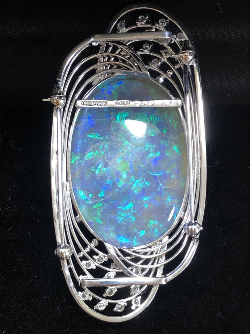 pt900超大オパール帯留ブローチ