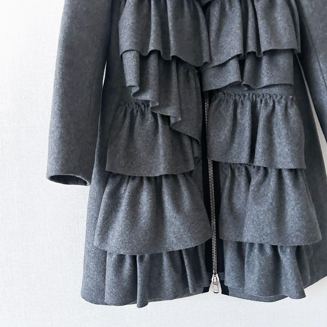 3.1 Phillip Lim フリルコート ウール グレー シルク裏地 ロング