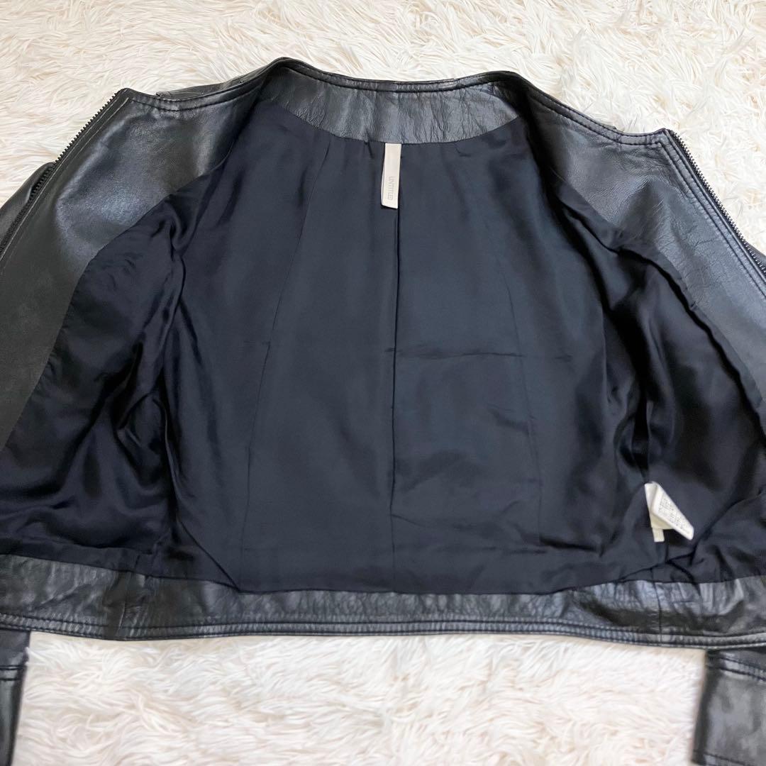 UNTITLED ラムレザージャケット ノーカラー ライダース アンタイトル