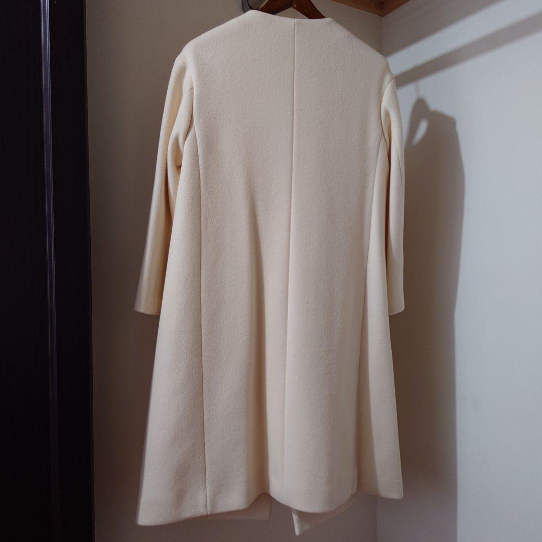 美品ESTNATION ホワイト コート サイズ38 毛100% ファッシ