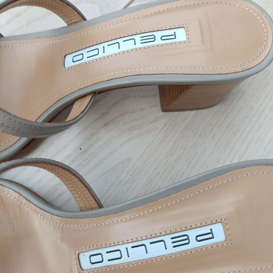 PELLICO グレー ストラップオープントゥミュール - 靴送料 無料