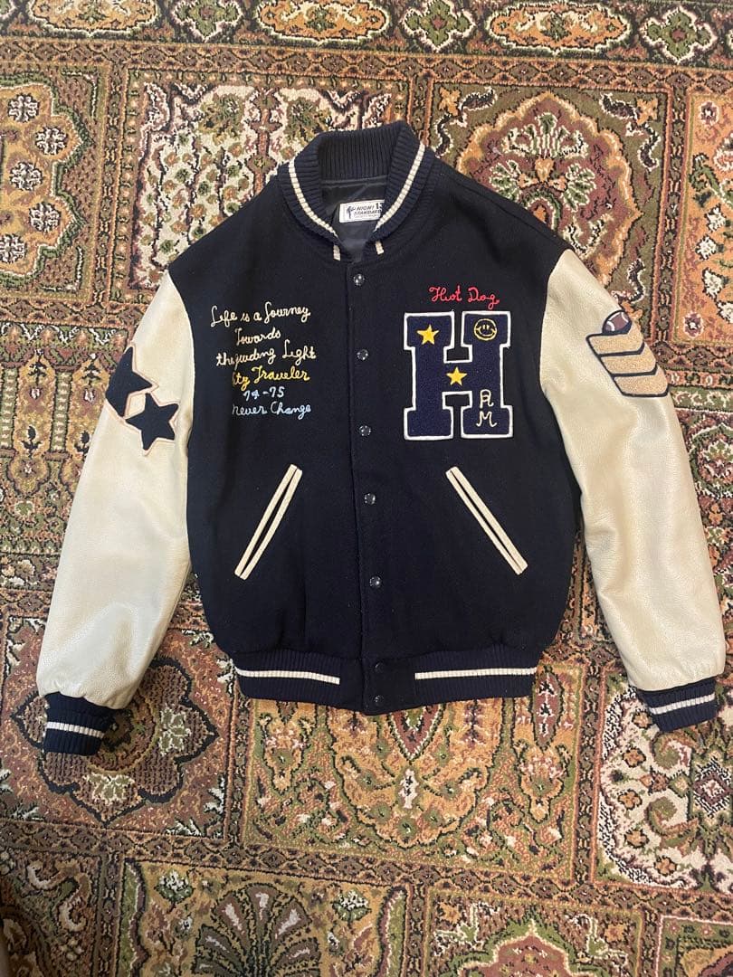 袖革 スタジャン90's High STANDARD 袖 フルデコ　袖レザー HIGH! STANDARD（ハイスタンダード）の90年代の名作スタジャン