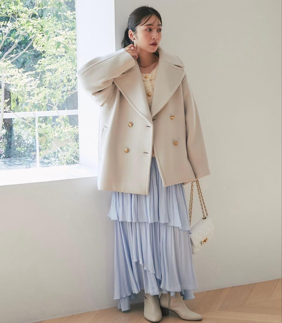 La boutique BonBon ロイヤルビーバーメタル釦Pーコート セール】【軽くて毎日着たい！】ロイヤルビーバーメタル釦Pコート