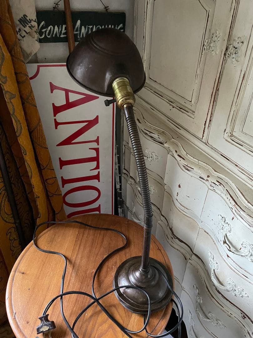 アンティーク　真鍮　グースネック　ランプ　デスク　テーブル　レア　アメリカ アメリカ製 ヴィンテージ グースネック デスク ランプ | アンティーク