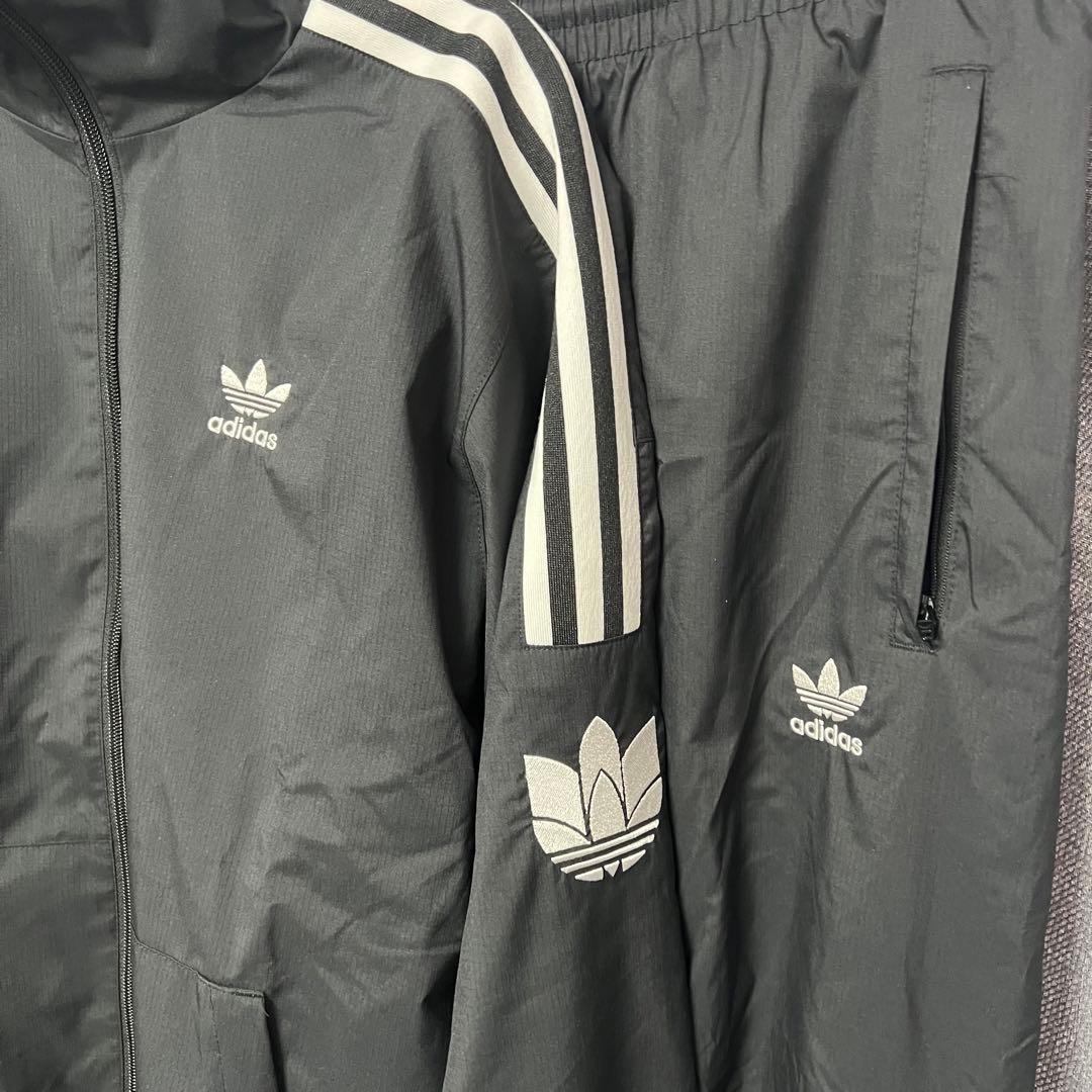 美品】adidas アディダス ナイロンジャージ セットアップ 上下 黒