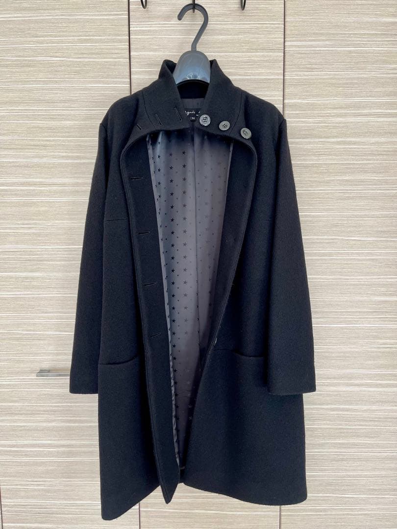 美品】agnes b. (アニエスベー)ウールコート 黒 H174-JW63 - メルカリ