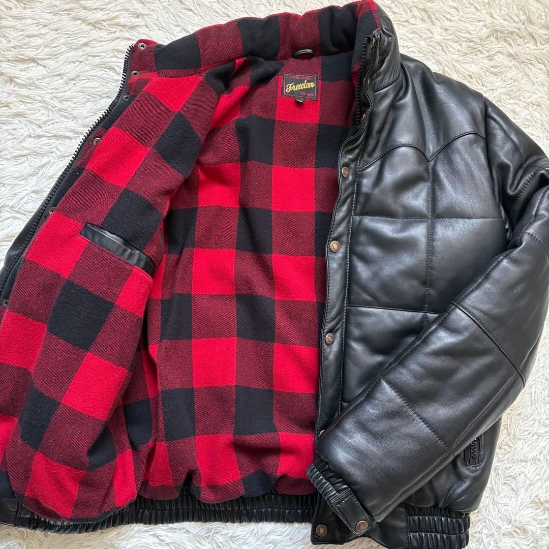 フリーダム　羊革　シープレザー　ダウンジャケット　ブラック　Mサイズ　メンズ フリーダム 羊革 シープレザー ダウンジャケット ブラック Mサイズ