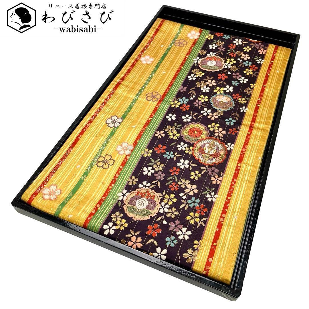 袋帯 枝垂桜 雪輪に花模様 鳥柄 金糸 振袖 O-4789 - メルカリ